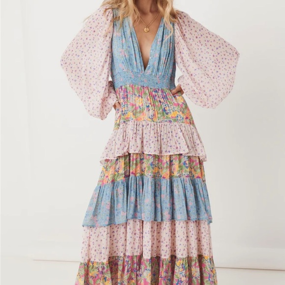 Spell Dolly Ra Ra Gown Patchwork Dress (Size Small) - Picture 1 of 9